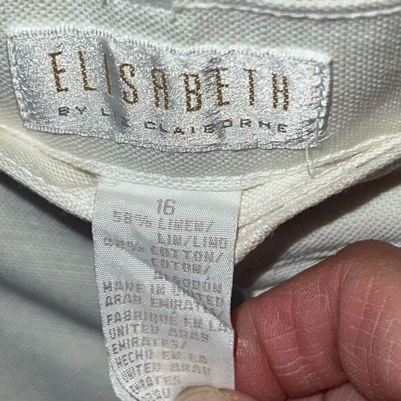 Elisabeth by Liz Claiborne Pleat Front Pants Women’s 16 White Linen/Cotton Blend - Picture 5 of 9
